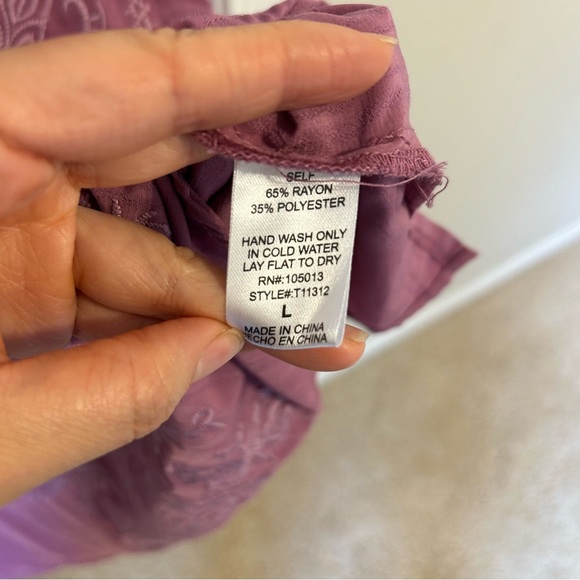 Savanna Jane Embroidered Long Sleeve Purple Blouse Top Large L - Picture 8 of 8